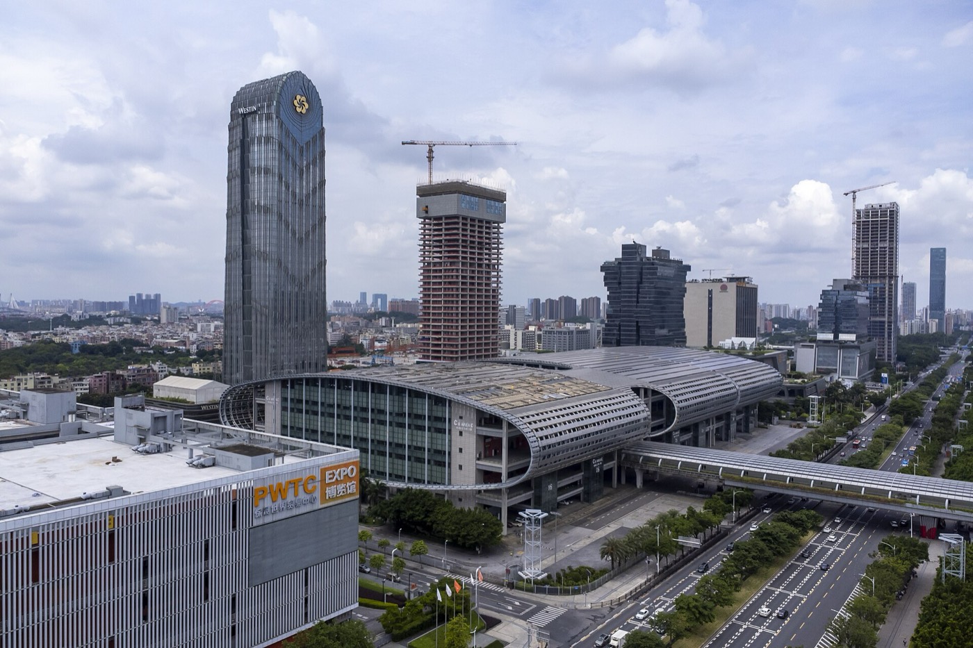 Aerial view of Zone C of the Canton Fair Complex with the Canton Fair Building, Pazhou, Guangzhou
